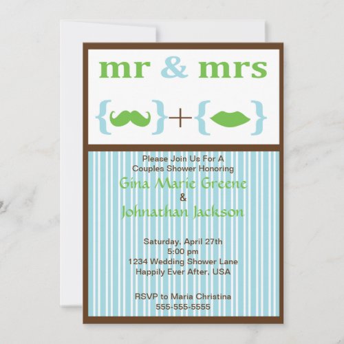 Striped Mr and Mrs Shower Invitation