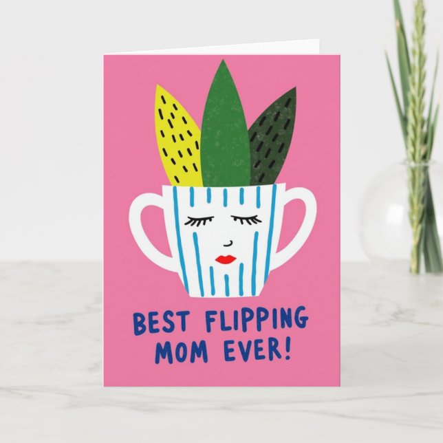 Striped Mug Best Mom Ever Card (Front)