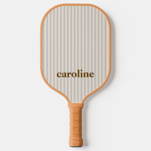 Striped Name Aesthetic Minimalist Preppy Neutral Pickleball Paddle