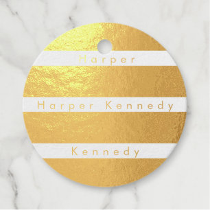 Striped Names Real Gold Foil Foil Favor Tags