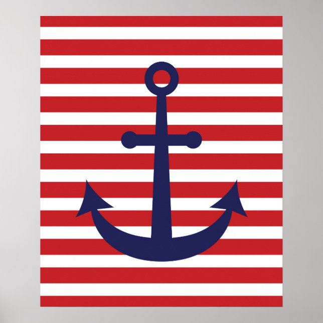 Striped Nautical Anchor Poster (Front)