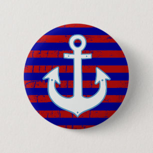 striped nautical sailor anchor pinback button