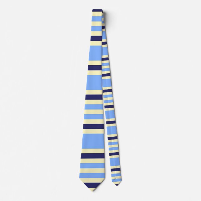 STRIPED NAVY BLUE AND SKY BLUE NECK TIE (Front)