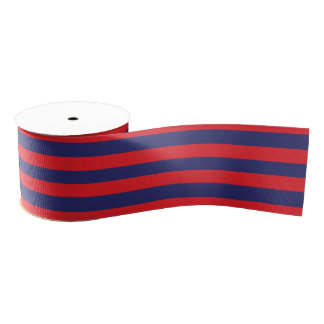 Striped (Navy Blue & Red) Grosgrain Ribbon