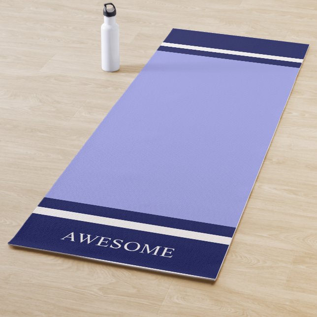 Striped Navy Blue & White on Light Blue Yoga Mat (In Situ)