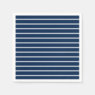 Striped navy blue white pattern modern party napkins