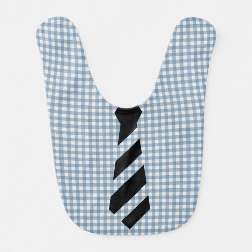 Striped Necktie on Gingham Baby Bib