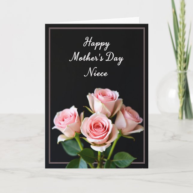 Striped Niece Floral Message Card (Front)