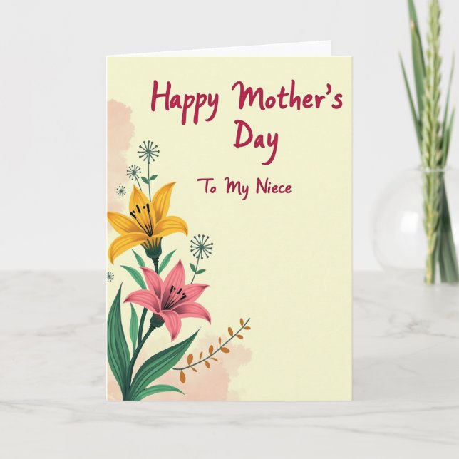 Striped Niece Mothers Day Card (Front)