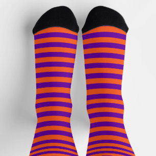 Striped Orange and purple Halloween Socks
