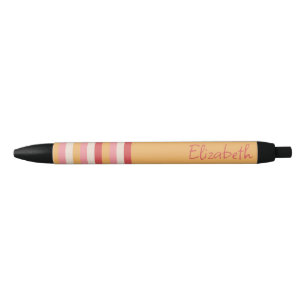 Striped Orange Pink Gold Stripes Add Your Name Pen