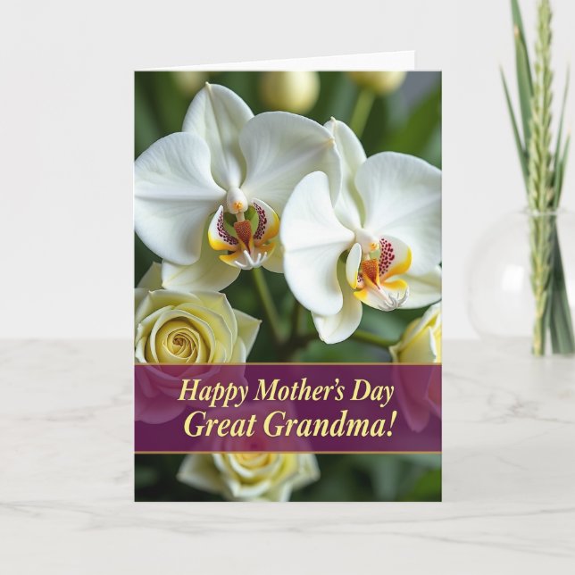 Striped Orchids Great Grandma Card (Front)