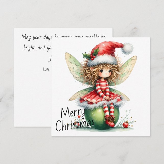 Striped Ornament Fairy – Holiday Card (Front/Back)