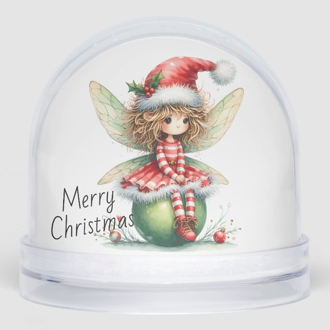 Striped Ornament Fairy  Snow Globe (Front)