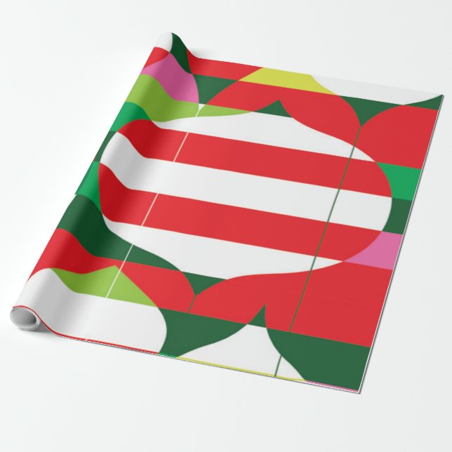 Striped Ornament Gift Wrap (Unrolled)