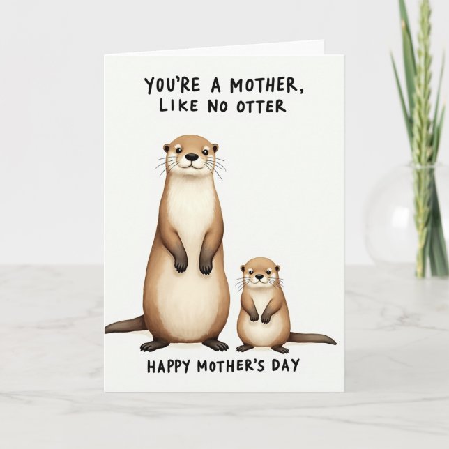 Striped Otters Mothers Day Card (Front)