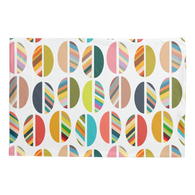 Striped Oval Halves  Pillow Case (Back)