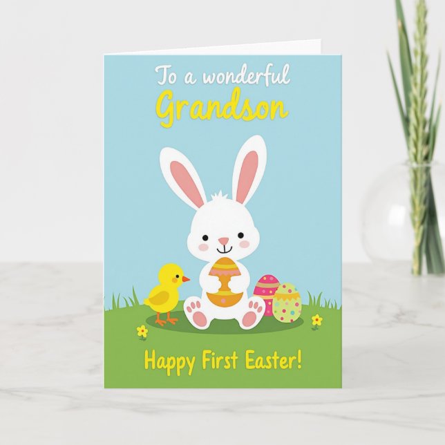 Striped Oval Rabbit Art Card (Front)