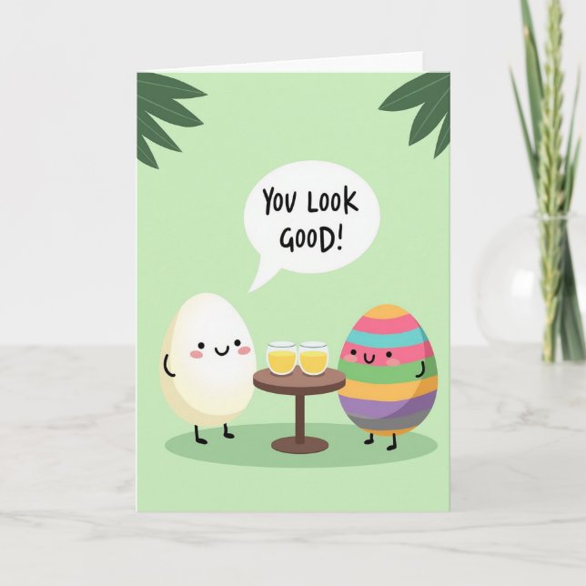 Striped Oval You Look Good Card (Front)