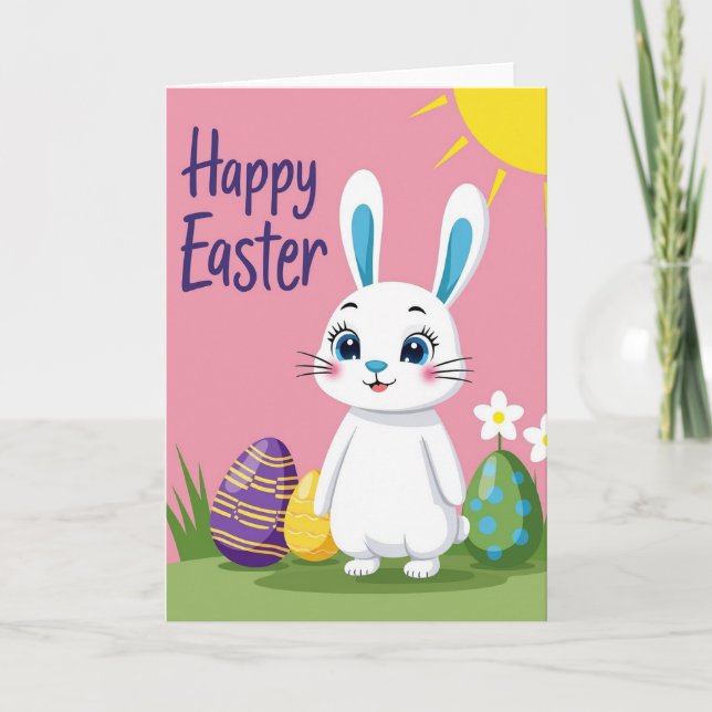 Striped Ovoid Spring Rabbit Card (Front)