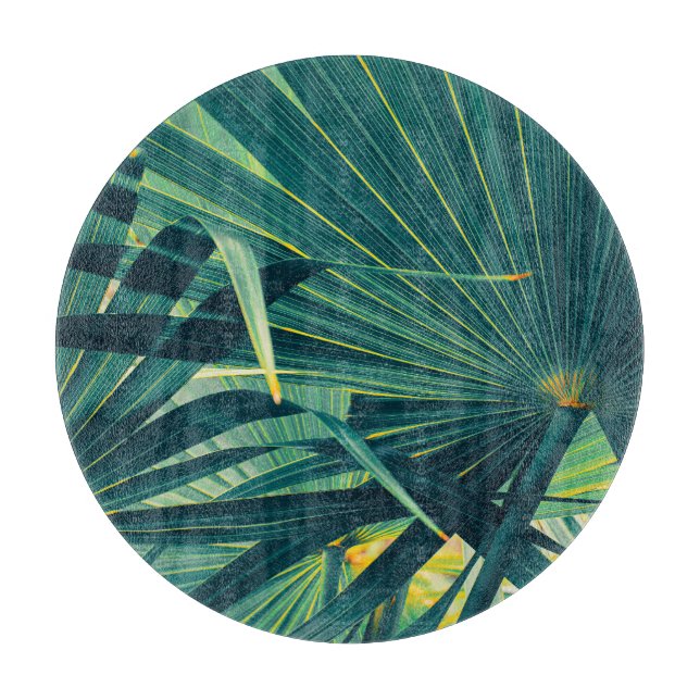 Striped Palm Leaf Toned Texture Cutting Board (Front)