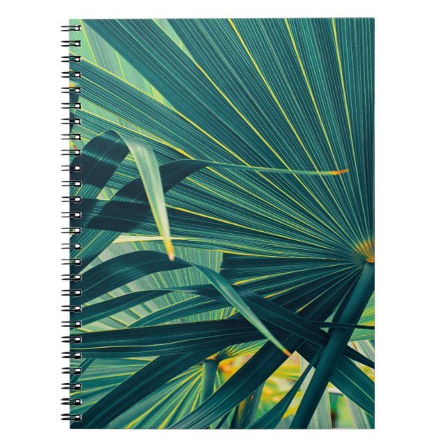 Striped Palm Leaf Toned Texture Notebook (Front)