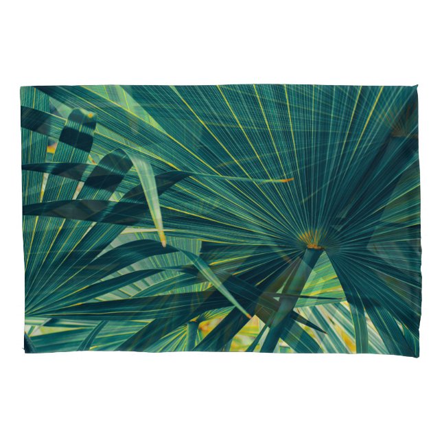 Striped Palm Leaf Toned Texture Pillow Case (Front)