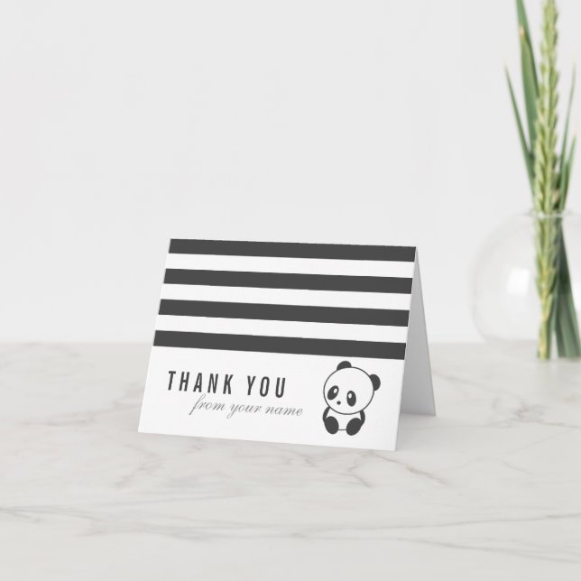 Striped panda thank you card (Front)