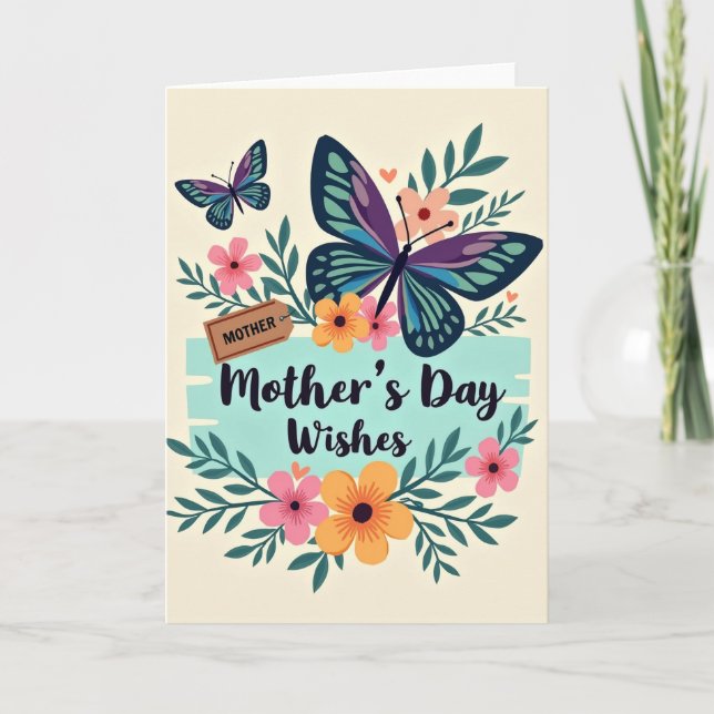 Striped Pastel Butterfly Card (Front)