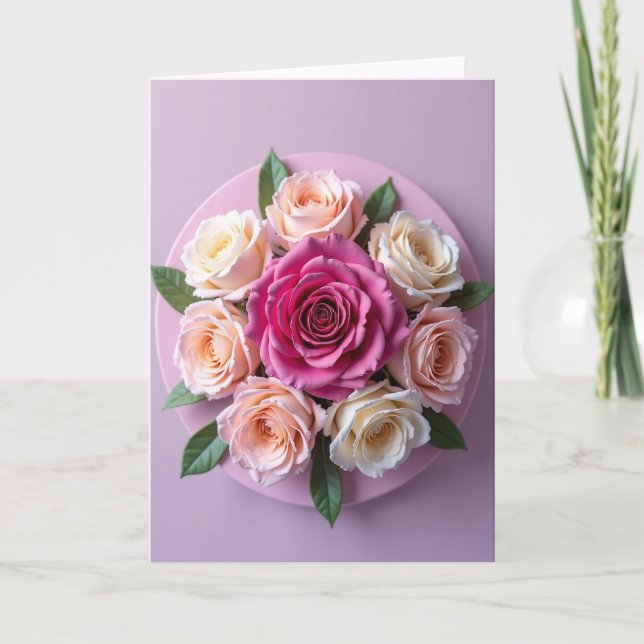 Striped Pastel Flower Bloom Card (Front)