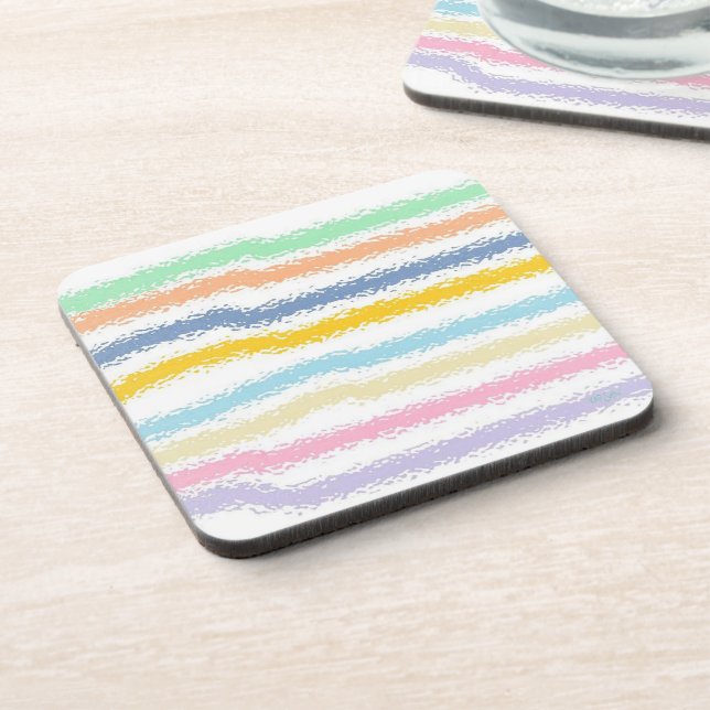 Striped Pastels Drink Coaster (Left Side)