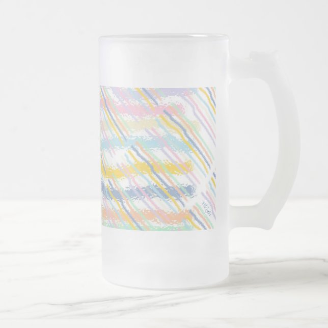 Striped Pastels  (mixed patterns) Frosted Glass Beer Mug (Right)