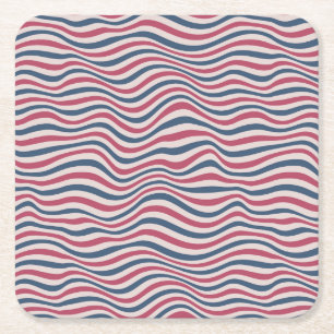 Striped pattern 2 square paper coaster