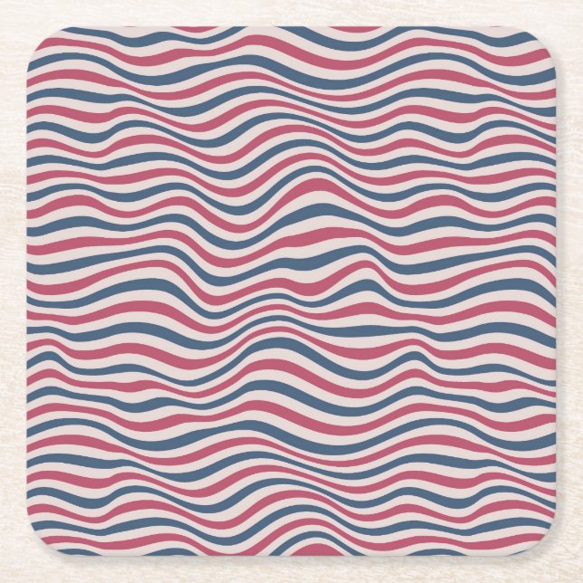 Striped pattern 2 square paper coaster (Front)