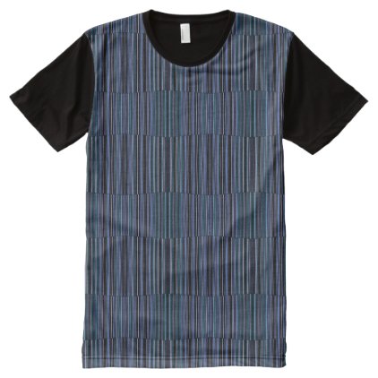 Striped Pattern Black and Blue Stripes Elegant All-Over-Print Shirt