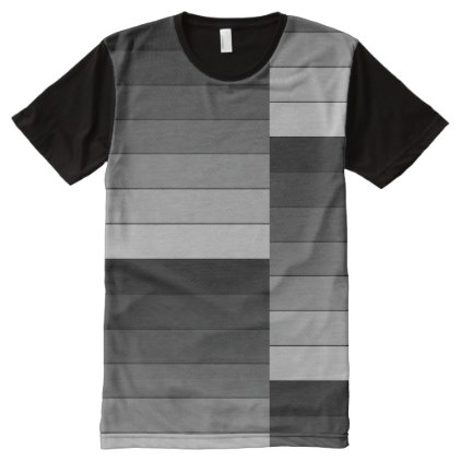 Striped Pattern Black Gradient Gray Elegant All-Over-Print Shirt