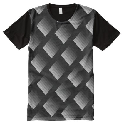 Striped Pattern Black Gradient Gray Elegant All-Over-Print Shirt