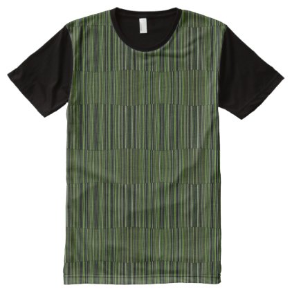 Striped Pattern Black Green Stripes Elegant All-Over-Print Shirt