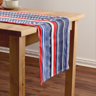 Striped pattern, blue, Red and white  Coffee Mug Medium Table Runner