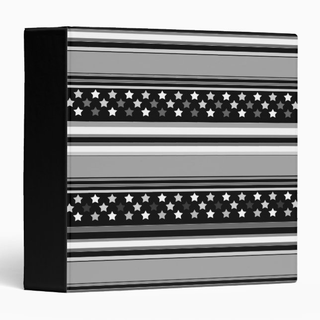 Striped pattern horizontal with stars 3 ring binder (Front/Spine)