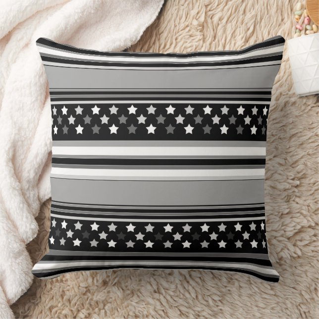 Striped pattern horizontal with stars throw pillow (Blanket)