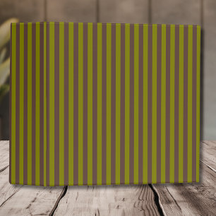 Striped pattern in chocolate brown and olive green 3 ring binder