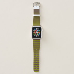 Striped pattern in chocolate brown and olive green apple watch band