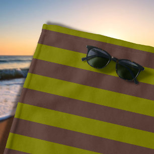 Striped pattern in chocolate brown and olive green beach towel