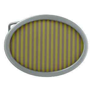 Striped pattern in chocolate brown and olive green belt buckle