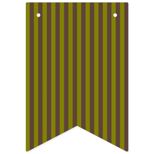 Striped pattern in chocolate brown and olive green bunting flags (First Flag)
