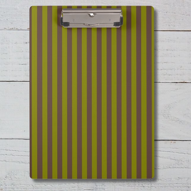 Striped pattern in chocolate brown and olive green clipboard (Creator Uploaded)