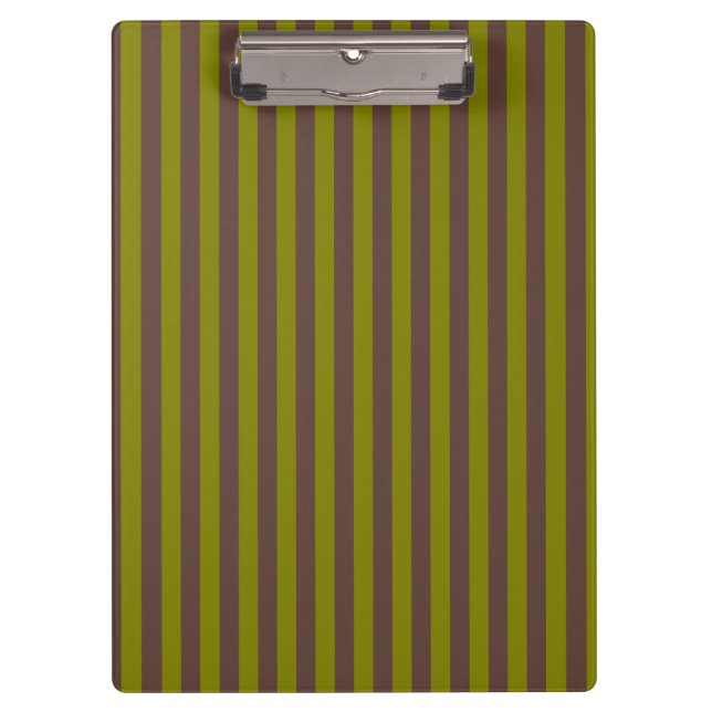 Striped pattern in chocolate brown and olive green clipboard (Front)