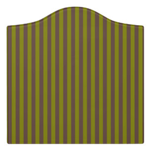Striped pattern in chocolate brown and olive green door sign