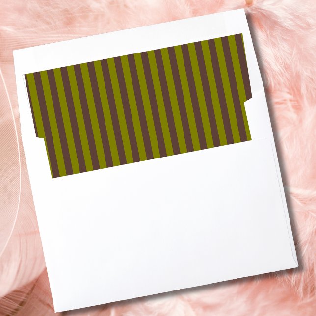 Striped pattern in chocolate brown and olive green envelope liner (Creator Uploaded)